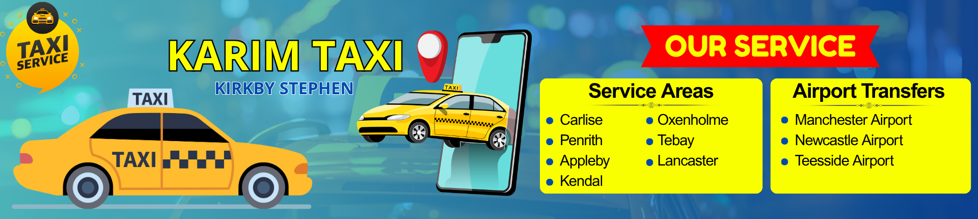 Karim Taxi Kirkby Stephen - service areas and airport transfers
